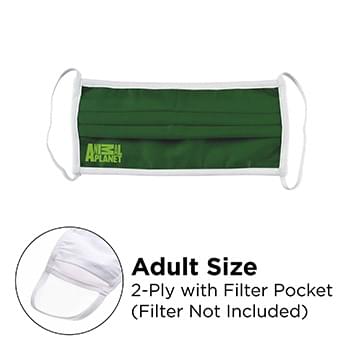 Mask - Pleated 2 Ply With Pocket Cotton Silkscreened Fixed Adult