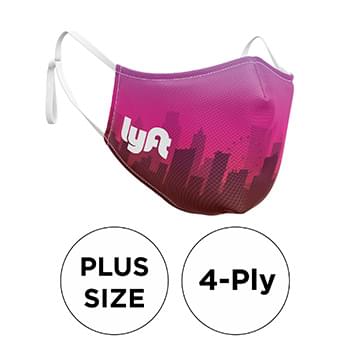 Mask - 3D (No Piping) 4 Ply Full Color Polyester Adjustable Ear Plus Size