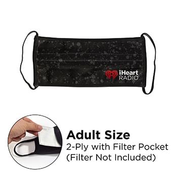 Mask - Pleated 2 Ply With Pocket Full Color Polyester Fixed Adult