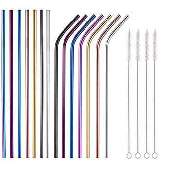 Single Stainless Stainless Steel Straw - Bent (6mm) - COLORED 